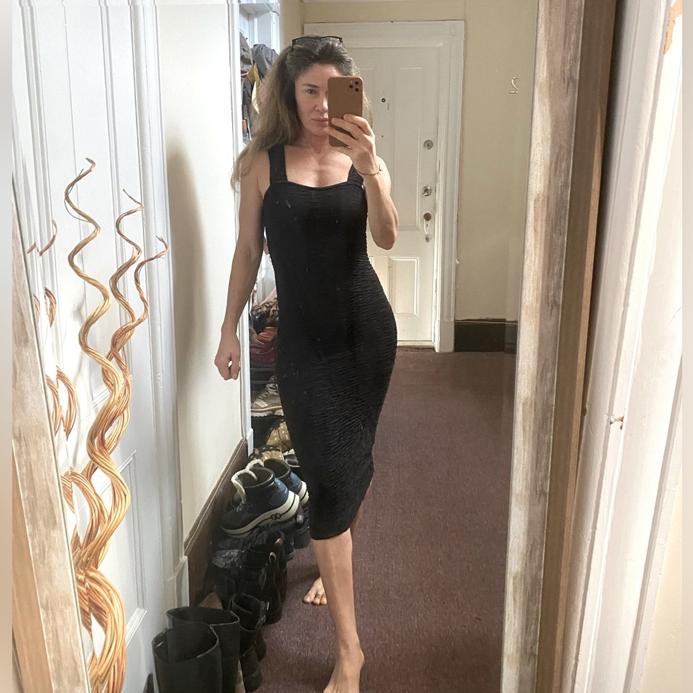 Asos Body Cocoon Stretch Midi Black Dress Size S, Brand new